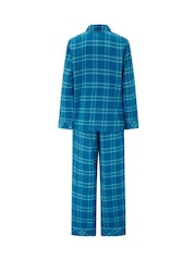 Pour Moi Blue Cosy Check Brushed Cotton Pyjamas Gift Set - Image 4 of 4