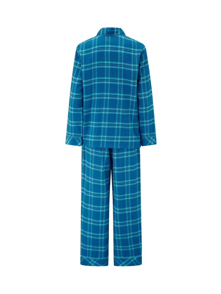 Pour Moi Blue Cosy Check Brushed Cotton Pyjamas Gift Set - Image 4 of 4