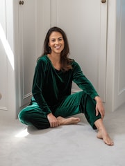 Pour Moi Green Velour Lounge Pyjamas Set - Image 1 of 2
