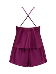Pour Moi Red Dusk Satin Lace Trim Cami and Shorts - Image 4 of 4