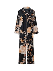 Pour Moi Black Dusk Printed Satin Revere Collar Pyjamas Set - Image 3 of 4