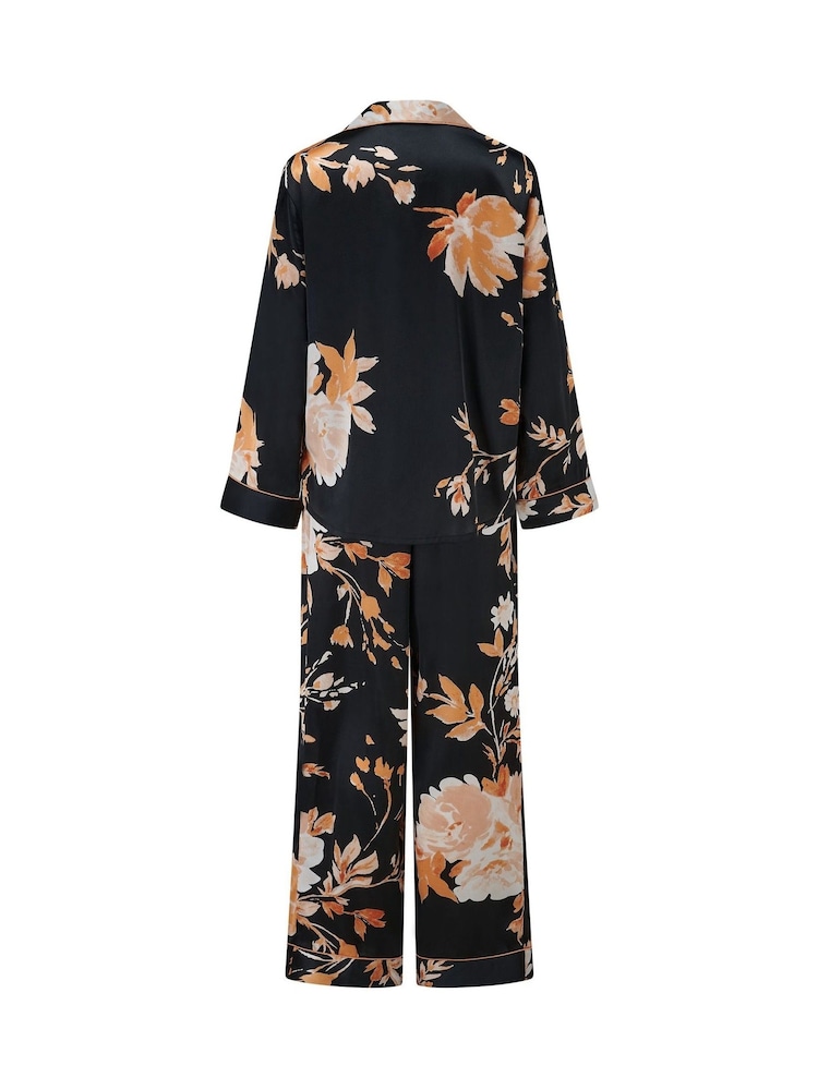Pour Moi Black Dusk Printed Satin Revere Collar Pyjamas Set - Image 4 of 4