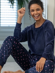 Pour Moi Blue/Pink Cosy Fleece Sweatshirt and Jogger Pyjamas Set - Image 1 of 2