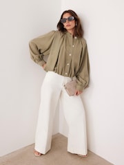 Mint Velvet Green Khaki Bubble Hem Jacket - Image 1 of 8