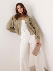 Mint Velvet Green Khaki Bubble Hem Jacket - Image 3 of 8