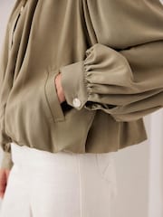 Mint Velvet Green Khaki Bubble Hem Jacket - Image 6 of 8