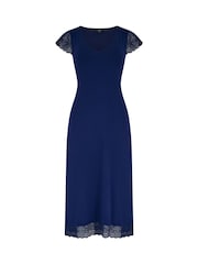Pour Moi Blue Bamboo Jersey Lace Secret Support Midi Chemise - Image 3 of 4