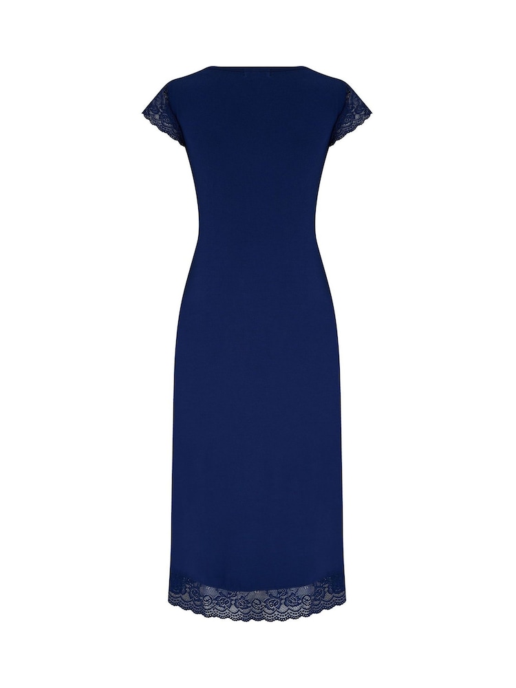 Pour Moi Blue Bamboo Jersey Lace Secret Support Midi Chemise - Image 4 of 4