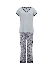 Pour Moi Grey Sofa Loves Lace T-Shirt and Trousers Pyjamas Set - Image 3 of 4