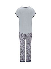 Pour Moi Grey Sofa Loves Lace T-Shirt and Trousers Pyjamas Set - Image 4 of 4
