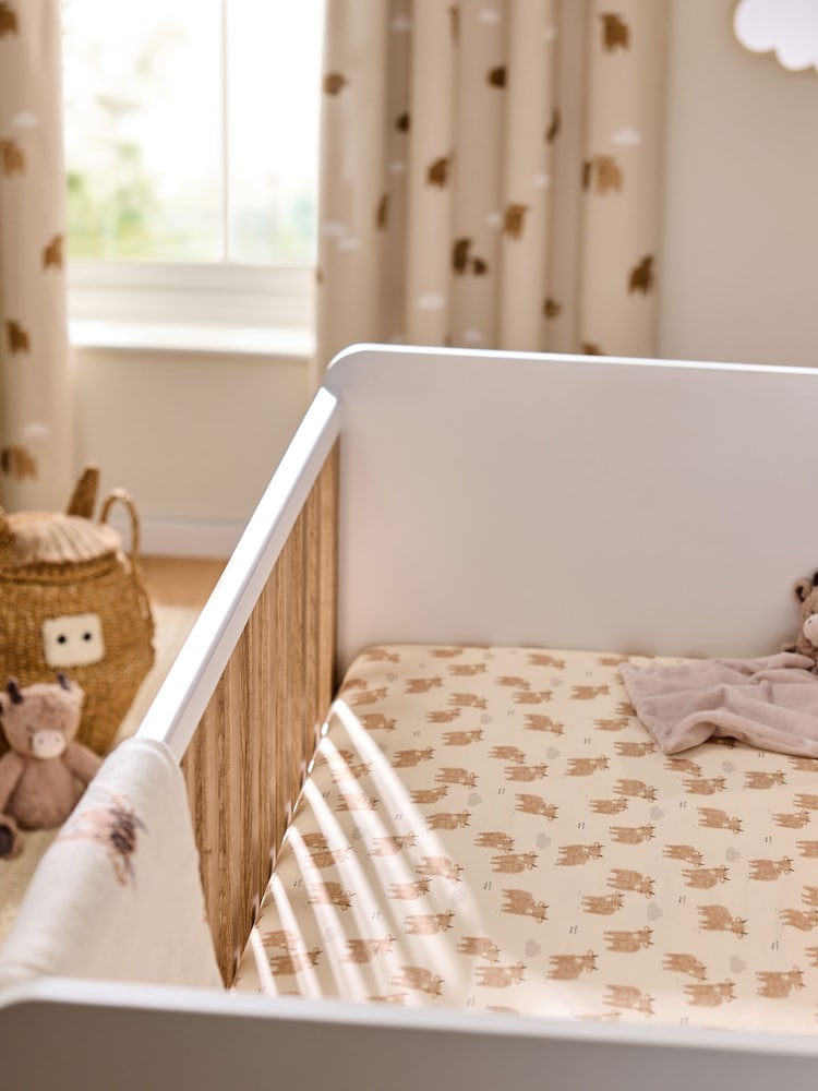 2 Pack Neutral Hamish Highland Cow Cotton Jersey Baby Fitted Sheets - Image 1 of 1