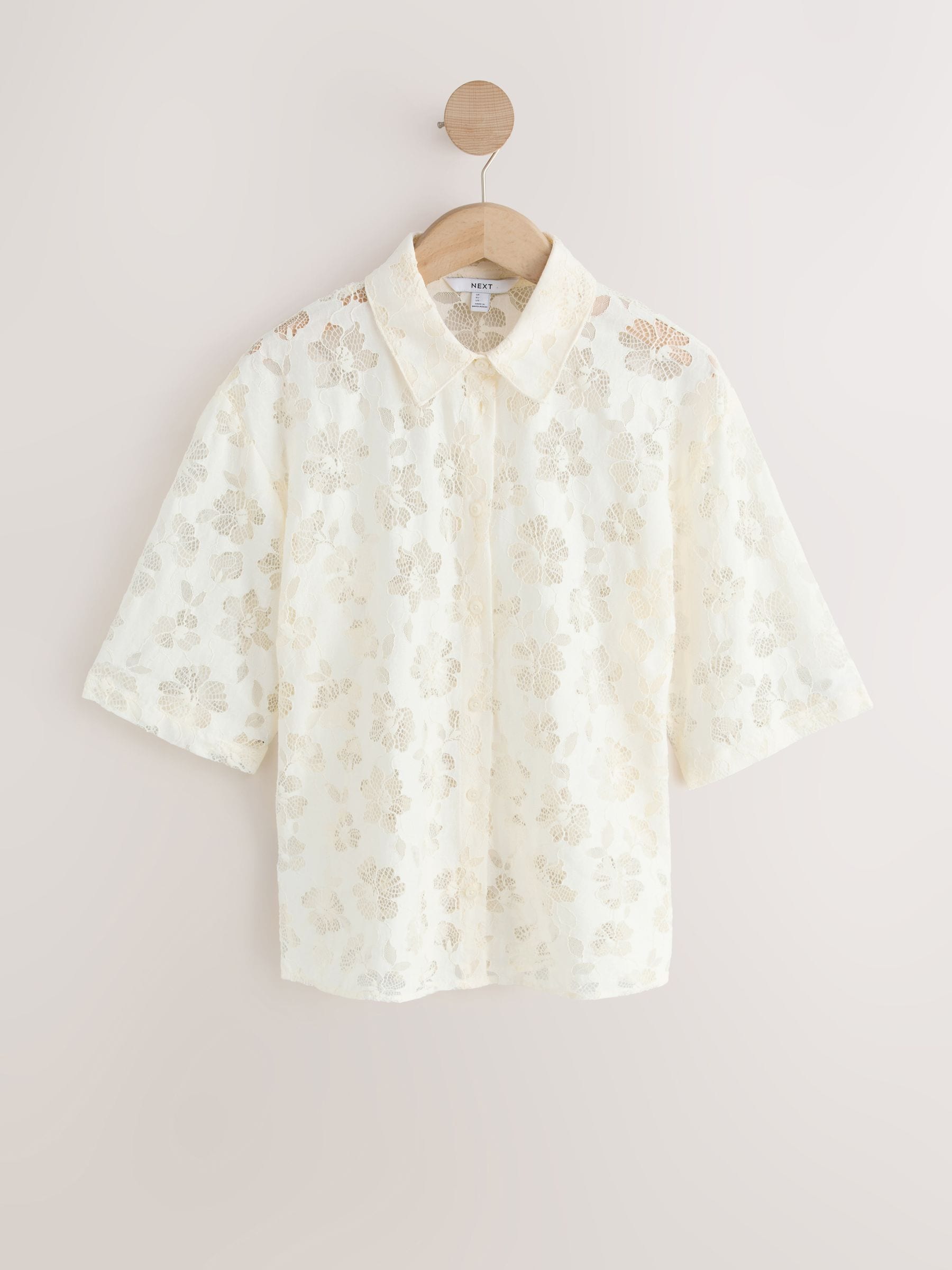 Buy Ecru Lace Short Sleeve Tie Back Shirt from Next USA