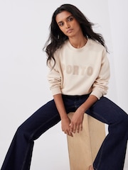 Mint Velvet Natural Cotton Blend Graphic Print Motif Sweatshirt - Image 3 of 8