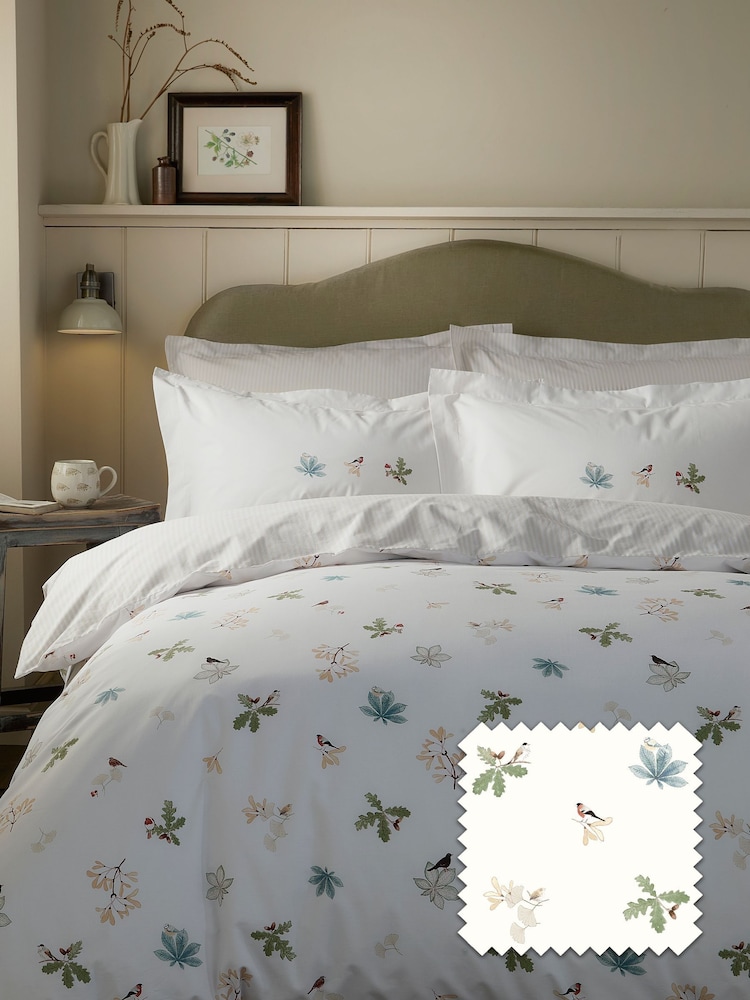 Sophie Allport White Orchard Birds 200 Thread Count Duvet Cover and Pillowcase Set - Image 1 of 6