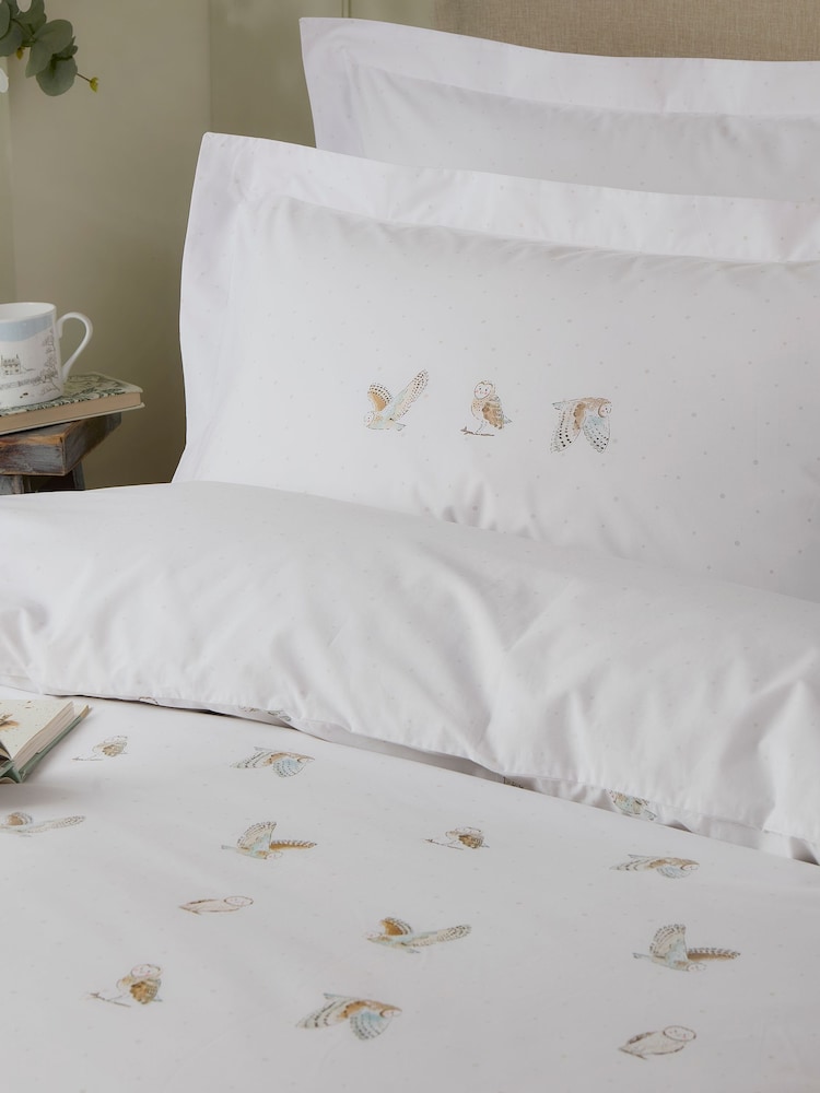Sophie Allport White Snowy Owls 200 Thread Count Duvet Cover and Pillowcase Set - Image 2 of 3