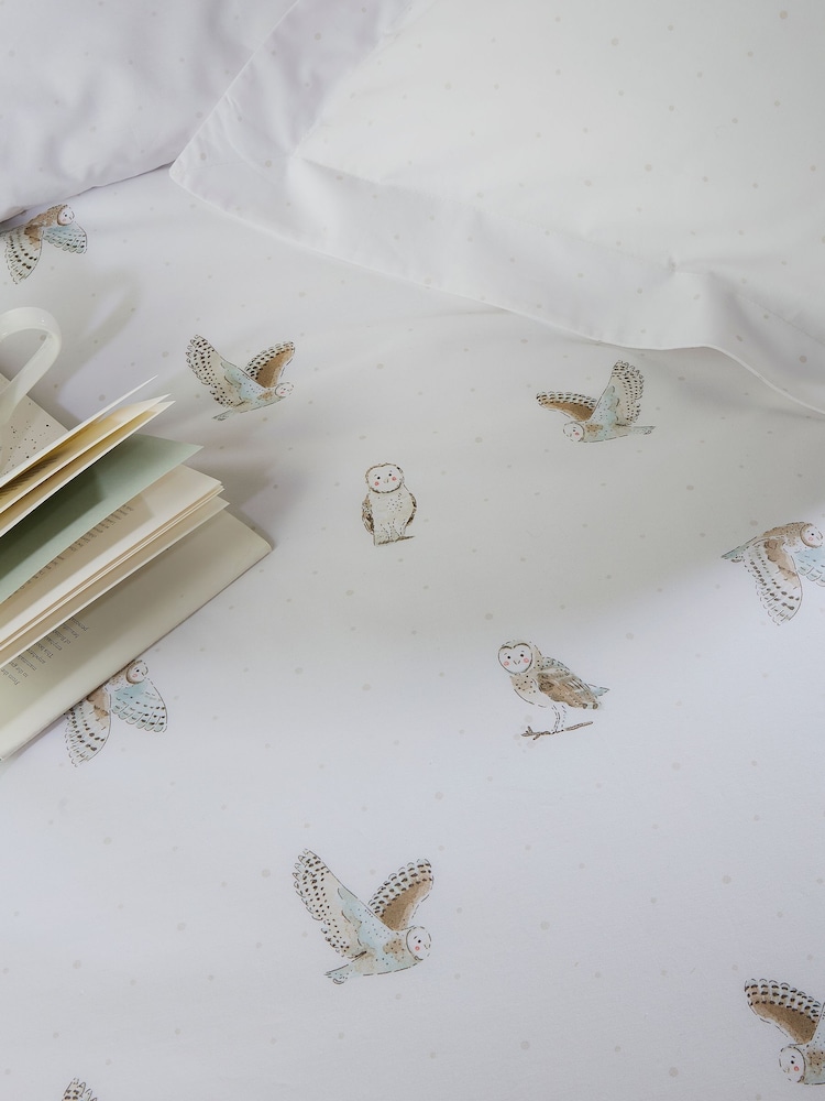 Sophie Allport White Snowy Owls 200 Thread Count Duvet Cover and Pillowcase Set - Image 3 of 3