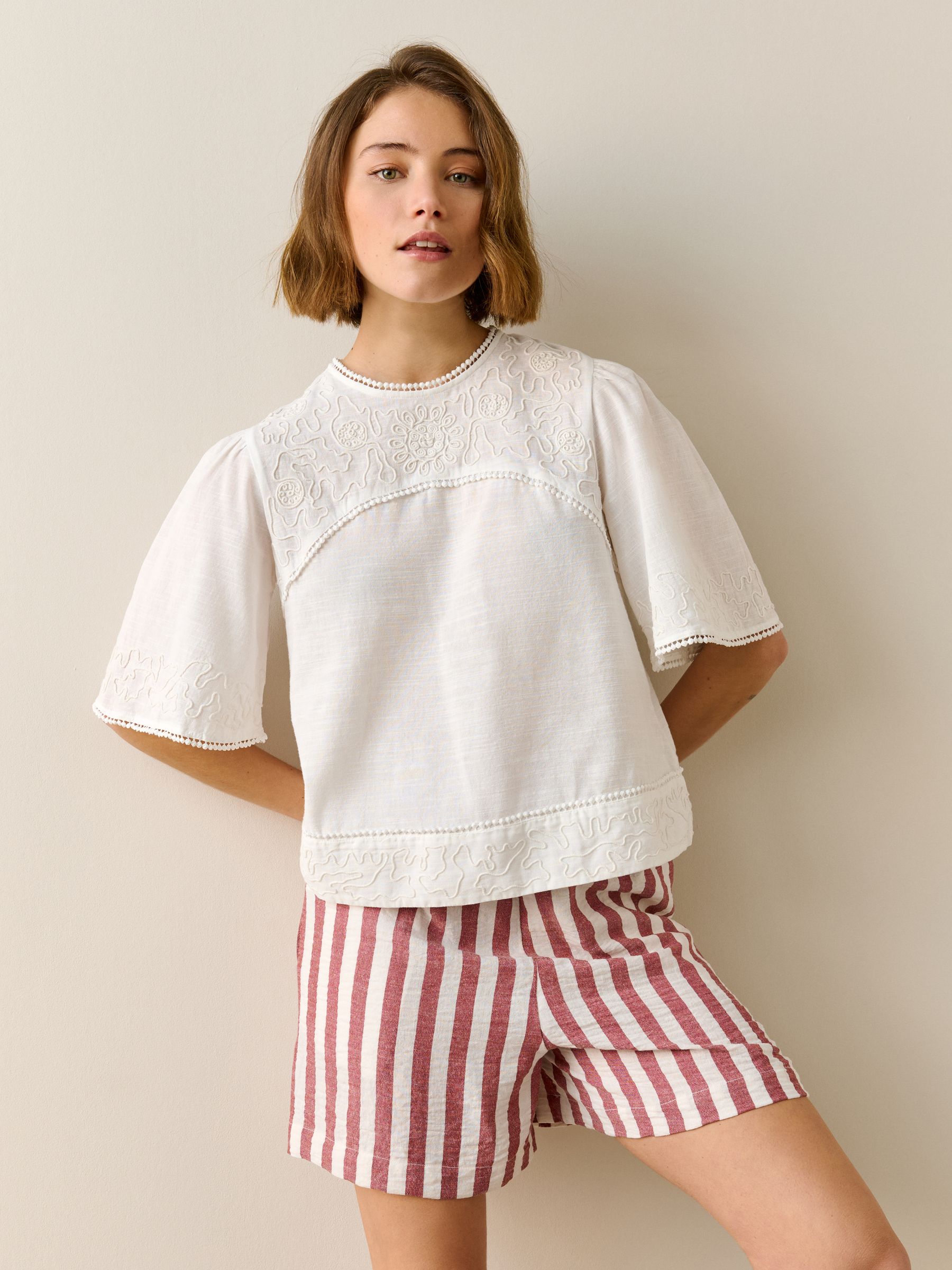 Buy Білий - Embroidered Short Sleeve Top з сайту Next Ukraine