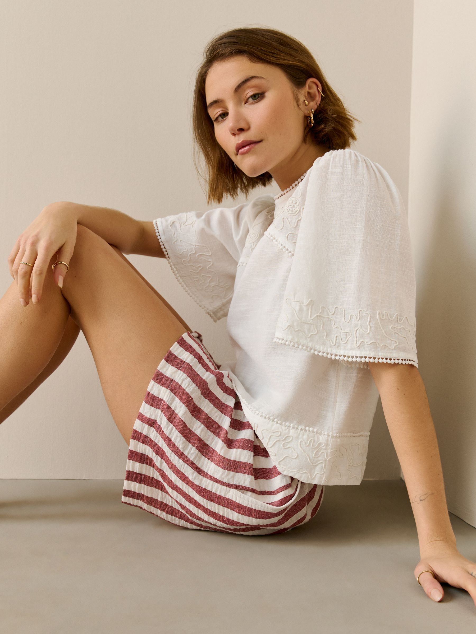 Buy Білий - Embroidered Short Sleeve Top з сайту Next Ukraine