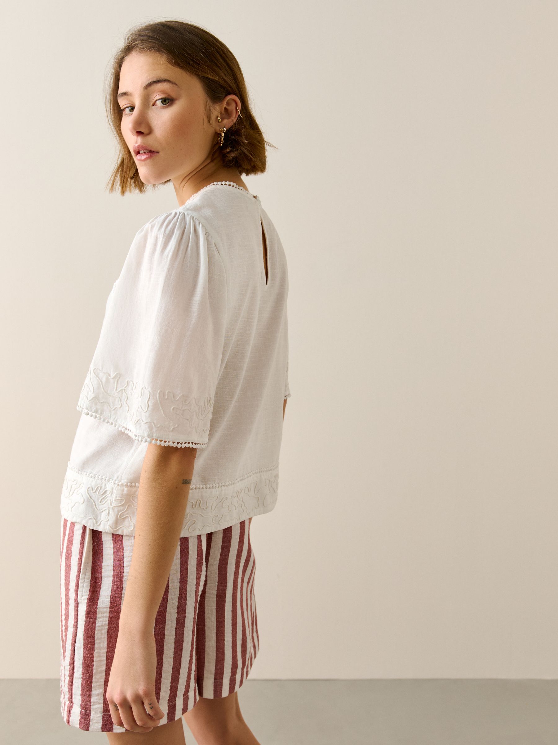 Buy Білий - Embroidered Short Sleeve Top з сайту Next Ukraine