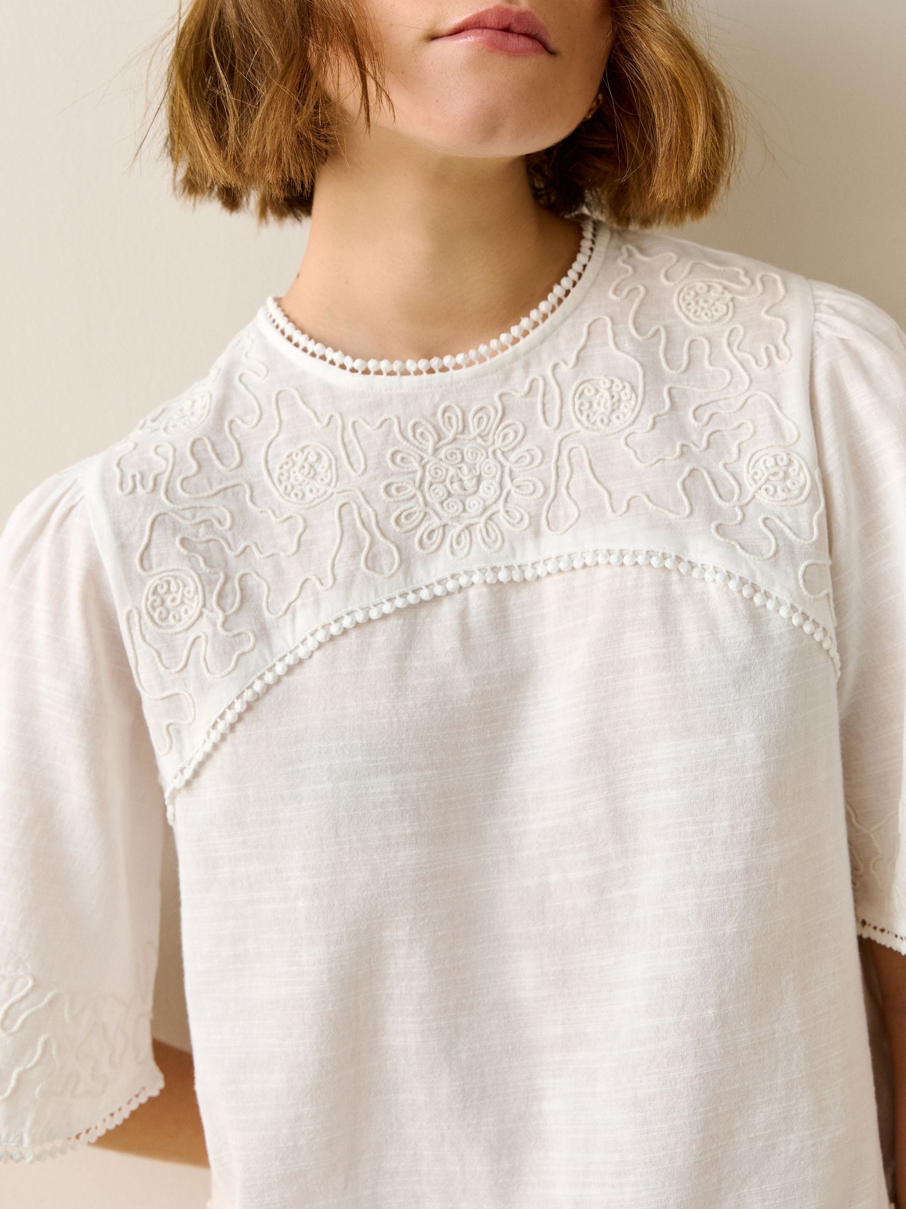 Buy Білий - Embroidered Short Sleeve Top з сайту Next Ukraine