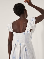 Monsoon White Daisy Frill Embroidered Midi Dress - Image 4 of 4