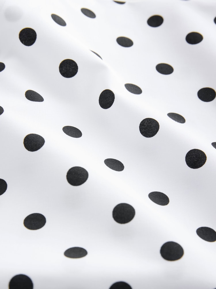 White/Black Polka Dot Fitted Stretch Essential Long Sleeve Shirt - Image 3 of 3 White/Black Polka Dot Fitted Stretch Essential Long Sleeve Shirt - Image 3 of 3