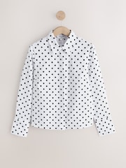 Balts/melns punktiņojums - Pieguļošs, elastīgs, īsroku krekls ar garām piedurknēm - Attēls 6 no 8