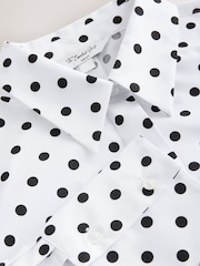 Balts/melns punktiņojums - Pieguļošs, elastīgs, īsroku krekls ar garām piedurknēm - Attēls 7 no 8