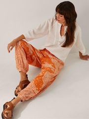 Monsoon Orange Madison Paisley Print Harem Trousers - Image 4 of 6
