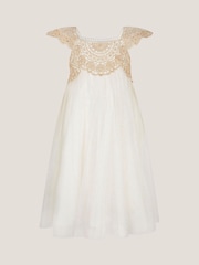 Monsoon Gold Estella Lace Bodice Dress - Image 1 of 3
