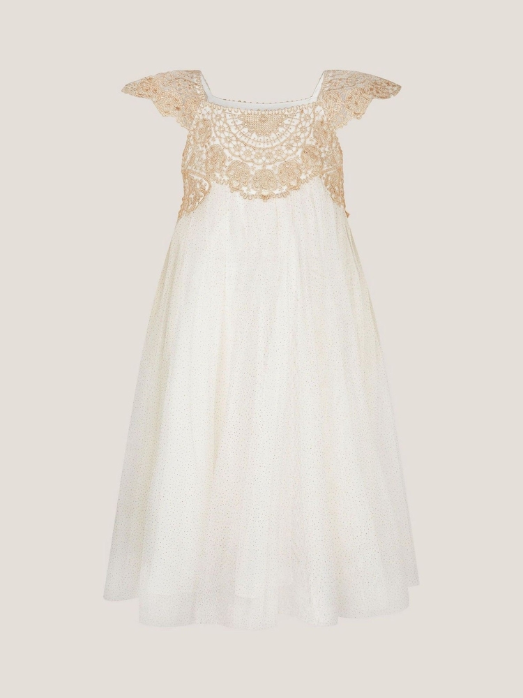 Monsoon Gold Estella Lace Bodice Dress - Image 1 of 3