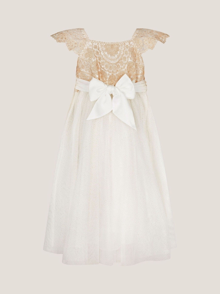 Monsoon Gold Estella Lace Bodice Dress - Image 2 of 3