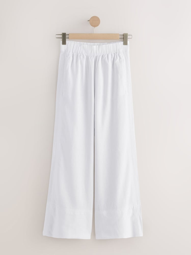 Pink/White Linen Blend Wide Leg Trousers 2 Pack - Image 2 of 5