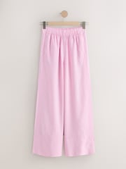 Rožinė/balta - Plačių lininio audinio kelnių rinkinys 2 - 7 paveikslėlis iš 9