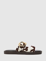 Schuh Teela Leather Buckle Brown Sandals - Image 1 of 4