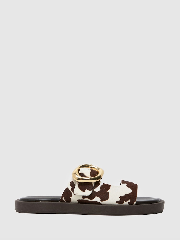 Schuh Teela Leather Buckle Brown Sandals - Image 1 of 4