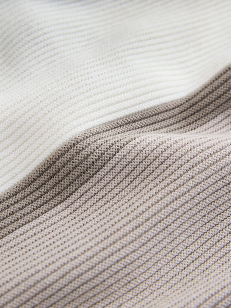 Neutral Colourblock Knitted Zip Neck Polo Shirt (3mths-7yrs) - Image 4 of 4