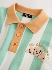 Green/Orange Croissant Character Button Neck Knitted Polo Shirt (3mths-7yrs) - Image 7 of 10