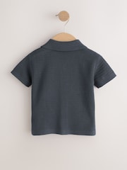 Charcoal Grey Knitted Cornelli Polo Shirt (3mths-7yrs) - Image 6 of 9