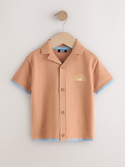 Orange Knitted Revere Collar Polo Shirt (3mths-7yrs) - Image 1 of 4