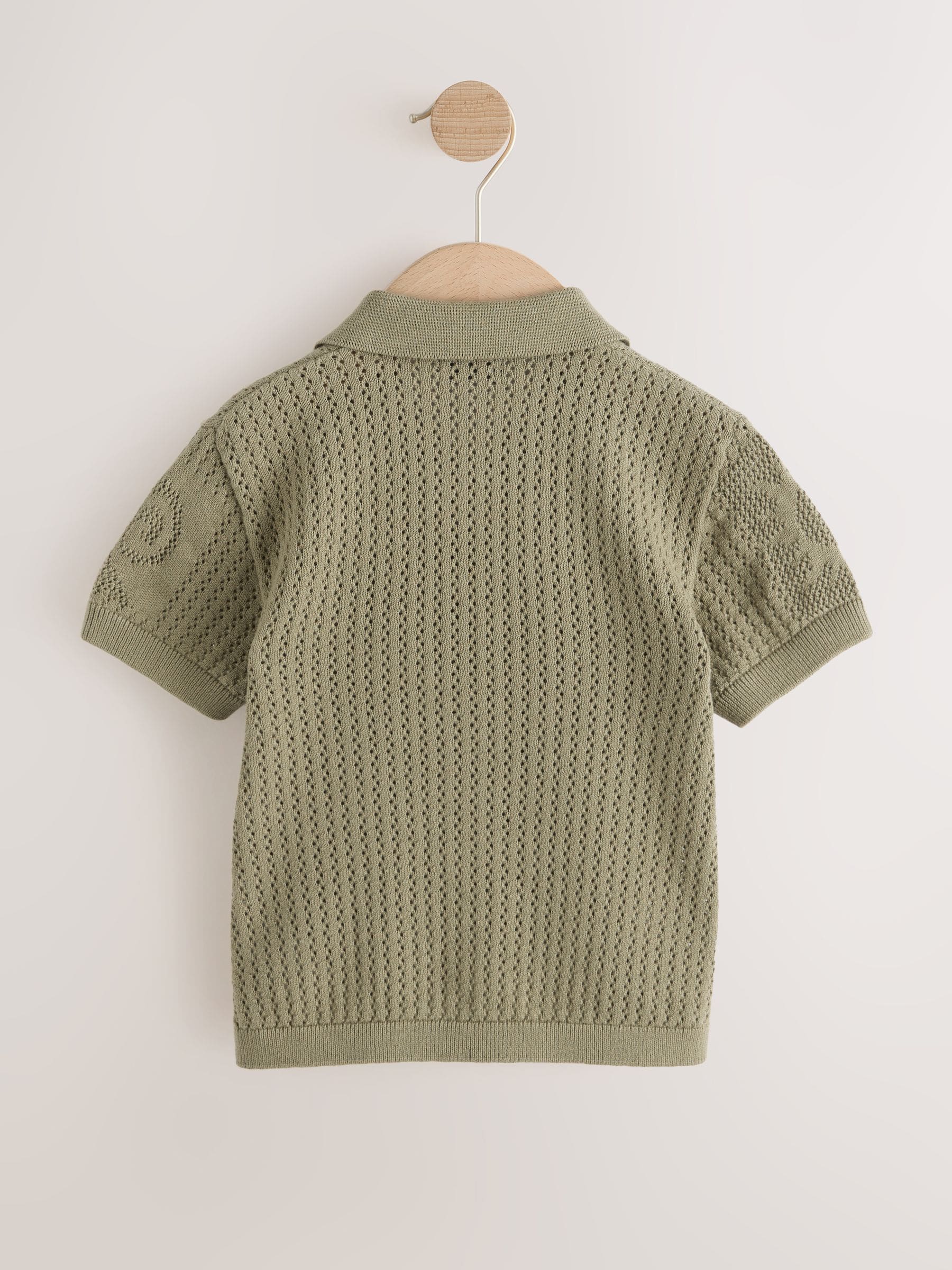 Buy Khaki Green Textured Knitted Polo Shirt (3mths-7yrs) from Next USA
