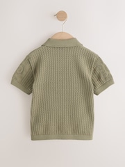 Khaki Green Textured Knitted Polo Shirt (3mths-7yrs) - Image 12 of 14