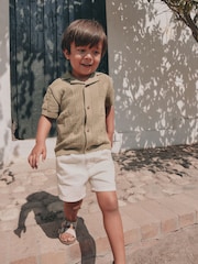 Khaki Green Textured Knitted Polo Shirt (3mths-7yrs) - Image 3 of 14