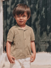 Khaki Green Textured Knitted Polo Shirt (3mths-7yrs) - Image 5 of 14