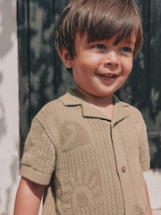 Khaki Green Textured Knitted Polo Shirt (3mths-7yrs) - Image 6 of 14