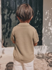 Khaki Green Textured Knitted Polo Shirt (3mths-7yrs) - Image 8 of 14