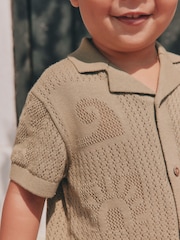 Khaki Green Textured Knitted Polo Shirt (3mths-7yrs) - Image 9 of 14