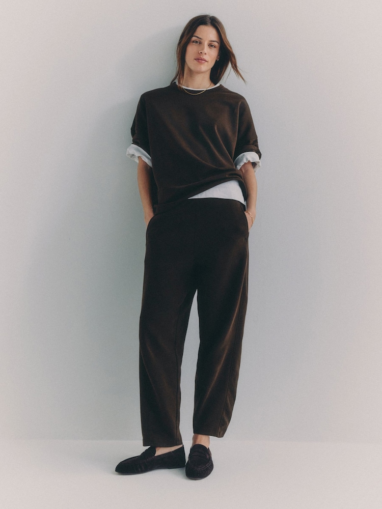 The Set 2 Pack Interlock Barrel Leg Joggers Brown/Neutral - Image 1 of 6