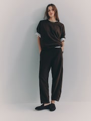 The Set 2 Pack Interlock Barrel Leg Joggers Brown/Neutral - Image 4 of 6