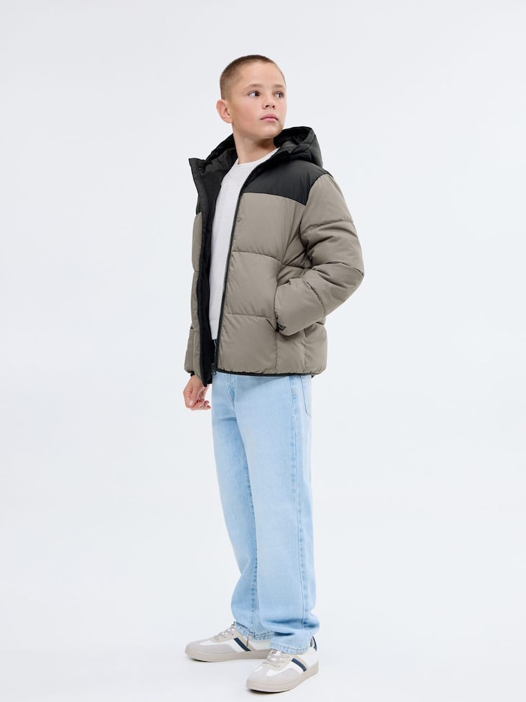 Mango Grey Bicolour Quilted Anorak - Image 1 of 5 Mango Grey Bicolour Quilted Anorak - Image 1 of 5